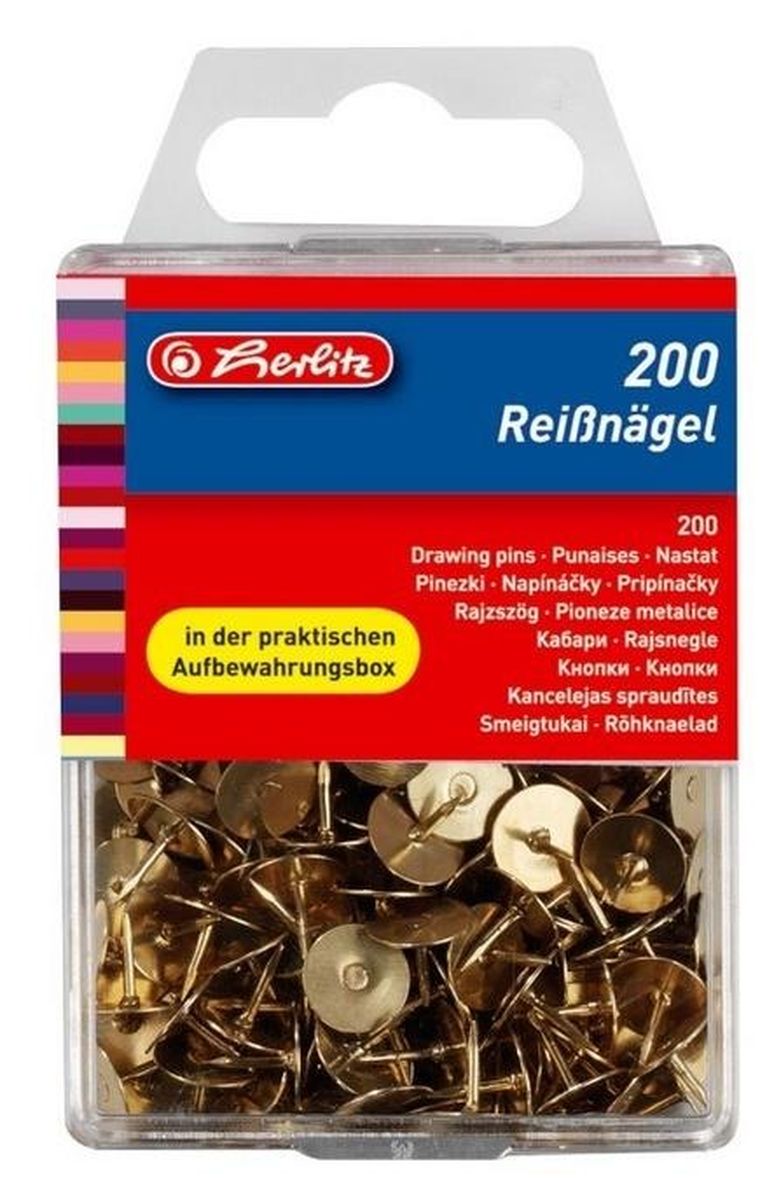 Herlitz, pinezki metalowe, 200 szt.