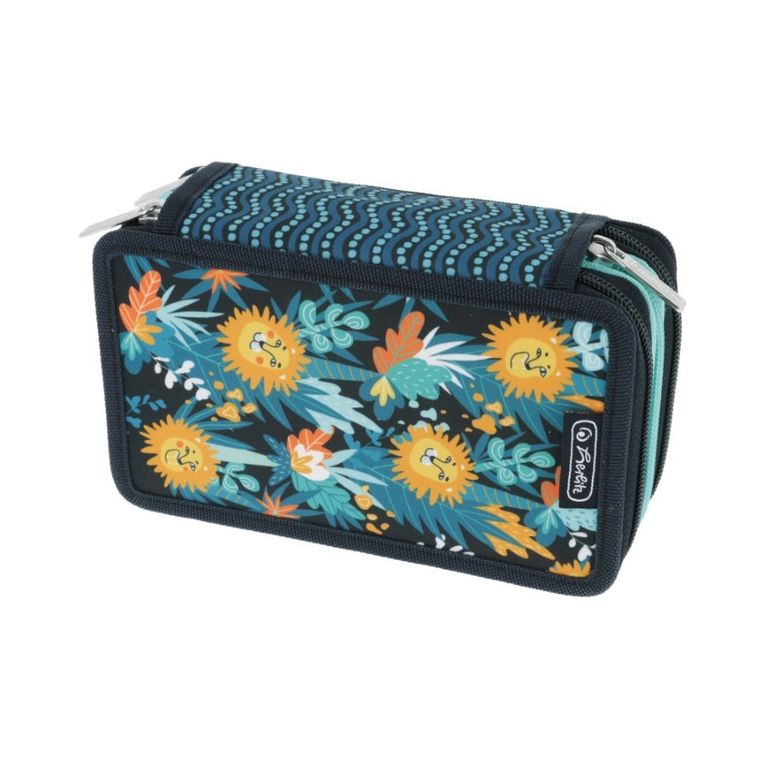 Herlitz, piórnik 3-komorowy, z wyposażeniem, Happy Lions