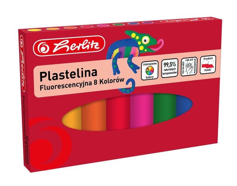 Herlitz, plastelina fluorescencyjna, 8 kolorów