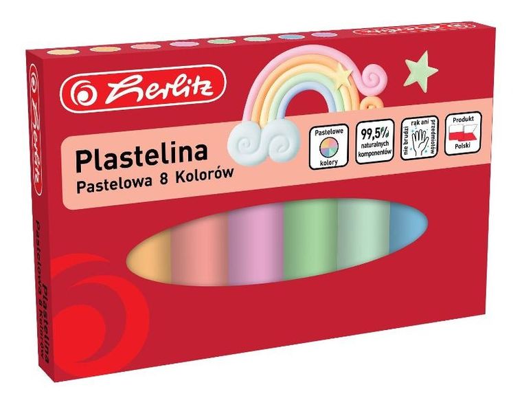 Herlitz, plastelina pastelowa, 8 kolorów