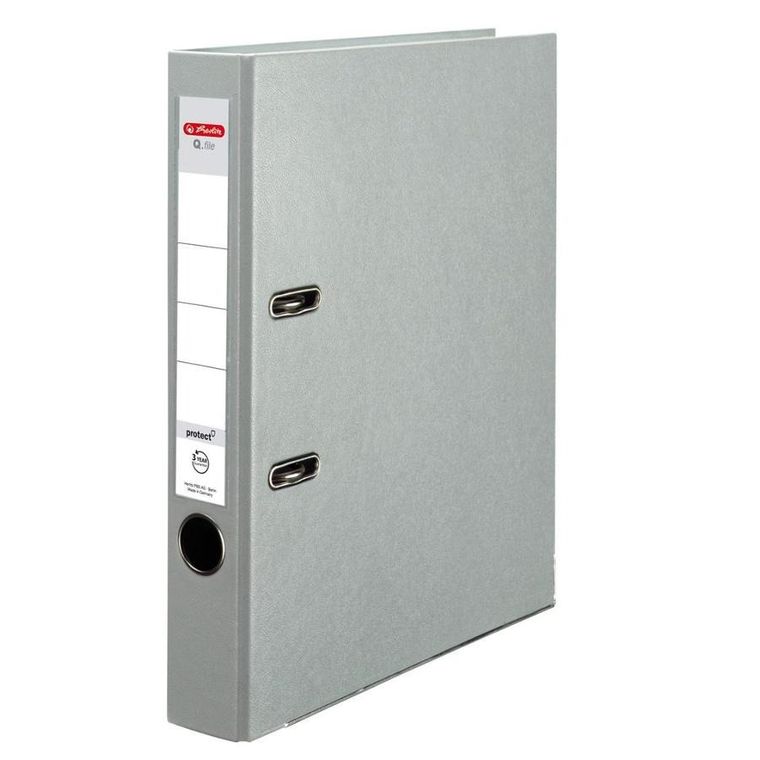 Herlitz, segregator A4, 5 cm, PP, popielaty, Q file