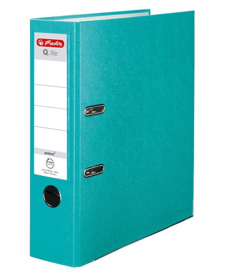 Herlitz, segregator A4, 8 cm, PP, turkusowy, Q file