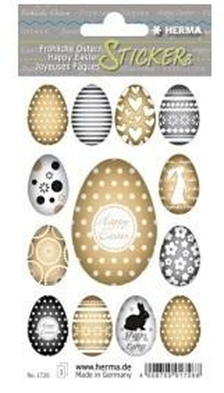 Herma, naklejki papierowe, pisanki, złote