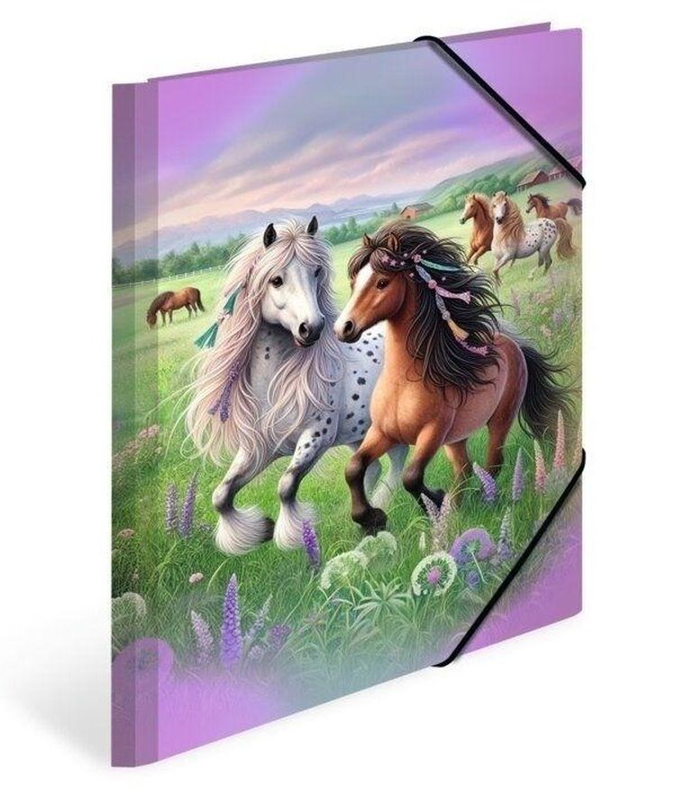 Herma, teczka z gumką narożną, A4, świat koni