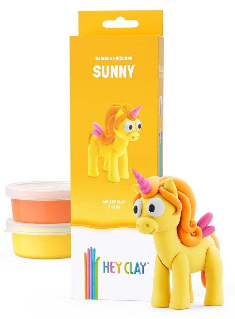 Hey Clay, Jednorożce, Sunny, masa plastyczna, 3 szt.