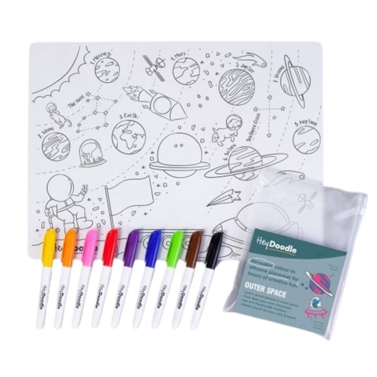 Hey Doodle, mata silikonowa do kolorowania A3, kosmos