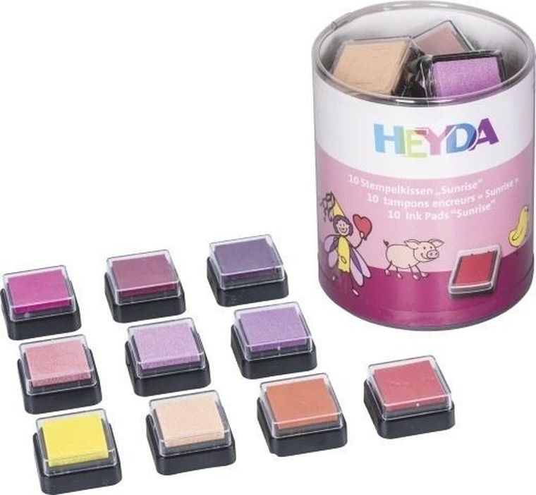 Heyda, zestaw mini poduszek do stempli, sunrise, 10 szt.