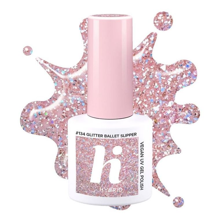 Hi Hybrid, lakier hybrydowy, nr 134 glitter ballet slipper, 5 ml