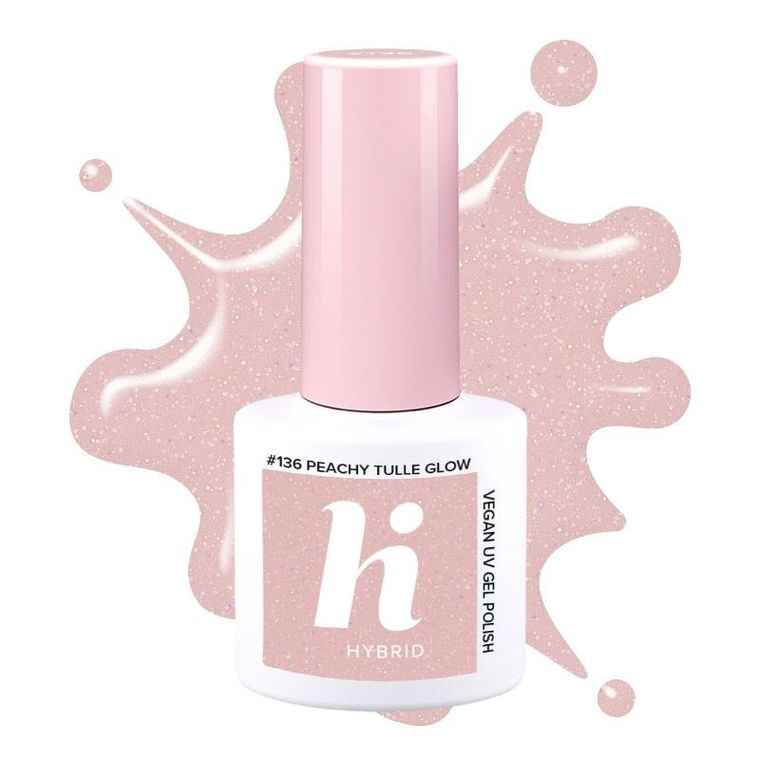 Hi Hybrid, lakier hybrydowy, nr 136 peachy tulle glow, 5 ml