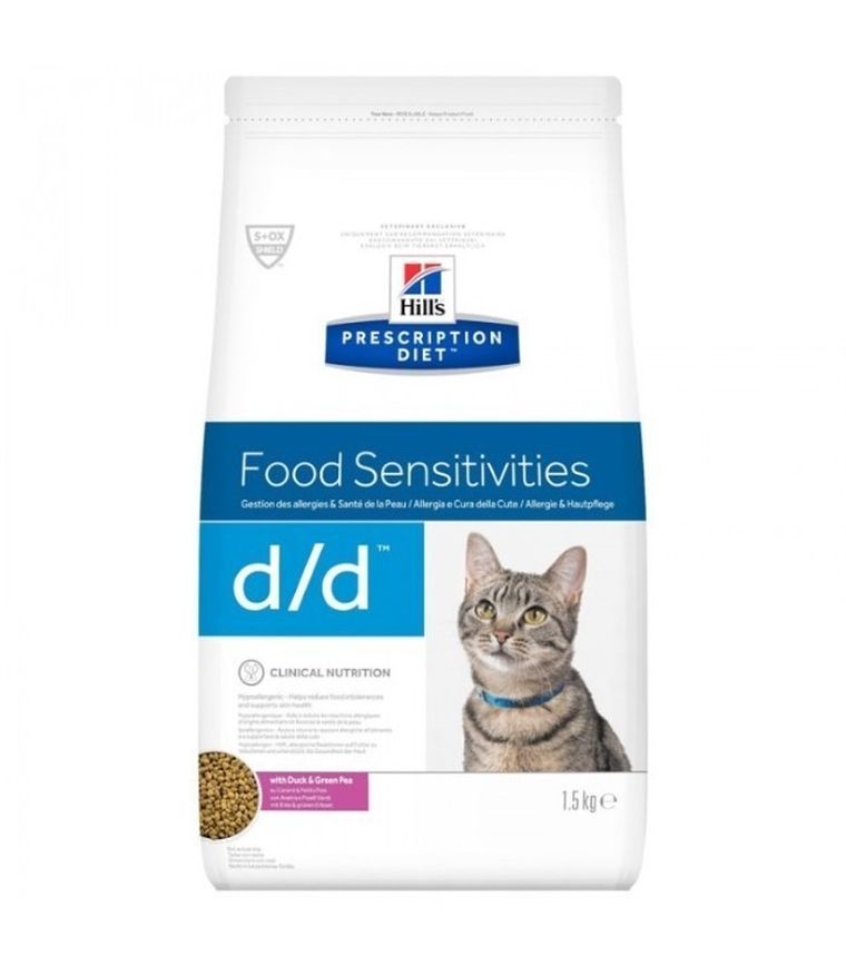 Hill's Prescription Diet, Feline d/d, Kaczka i Groszek, sucha karma dla kota, 1,5 kg