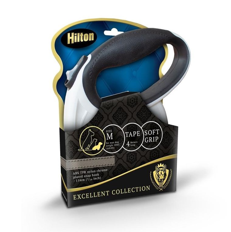Hilton, Smart Dog Tape M, smycz automatyczna, biała, 4m