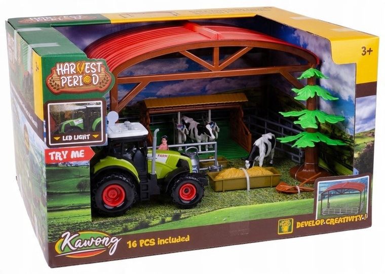 Hipo, farma, traktor z szopą i figurkami, 16 elementów