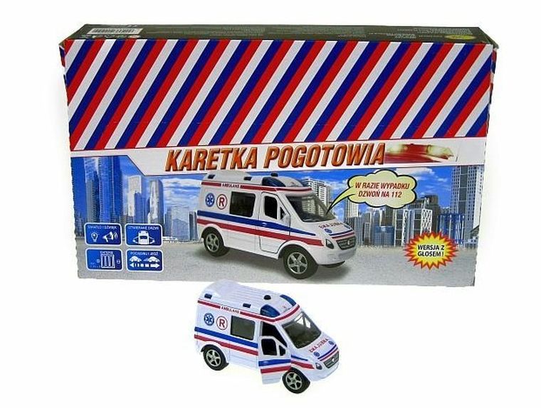 Hipo, karetka pogotowia, van, pojazd ze światłem i dźwiękiem, 11 cm