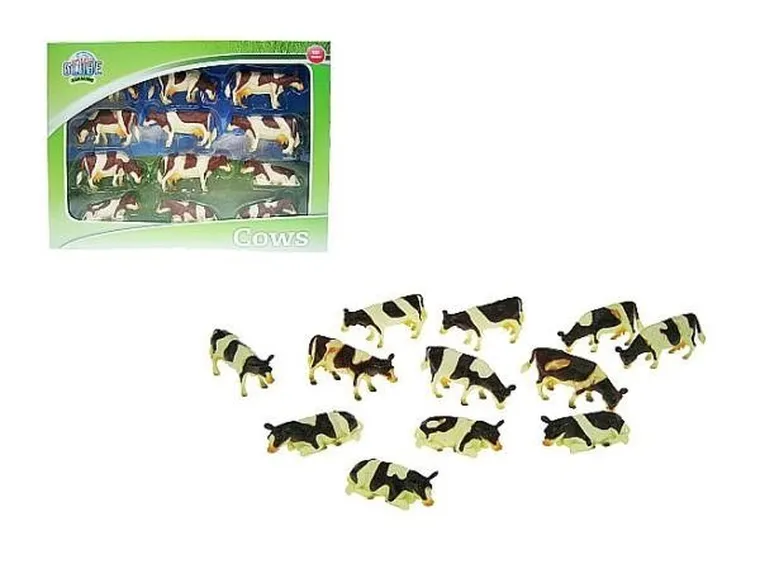 Hipo, krowy brązowo-białe, zestaw figurek, 12 sztuk