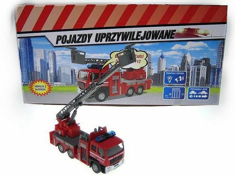 Hipo, wóz strażacki, pojazd ze światłem i dźwiękiem, 14 cm