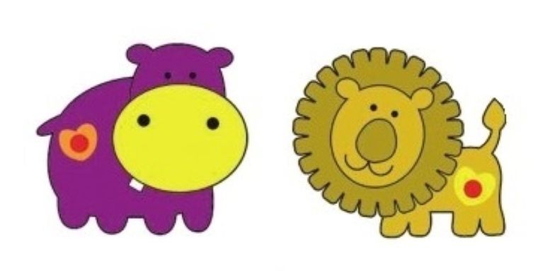 Hipopotam i Lew, dekoracja ścienna