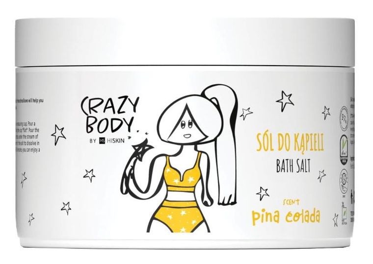 HiSkin, Crazy Body, sól do kąpieli, pina colada, 300g