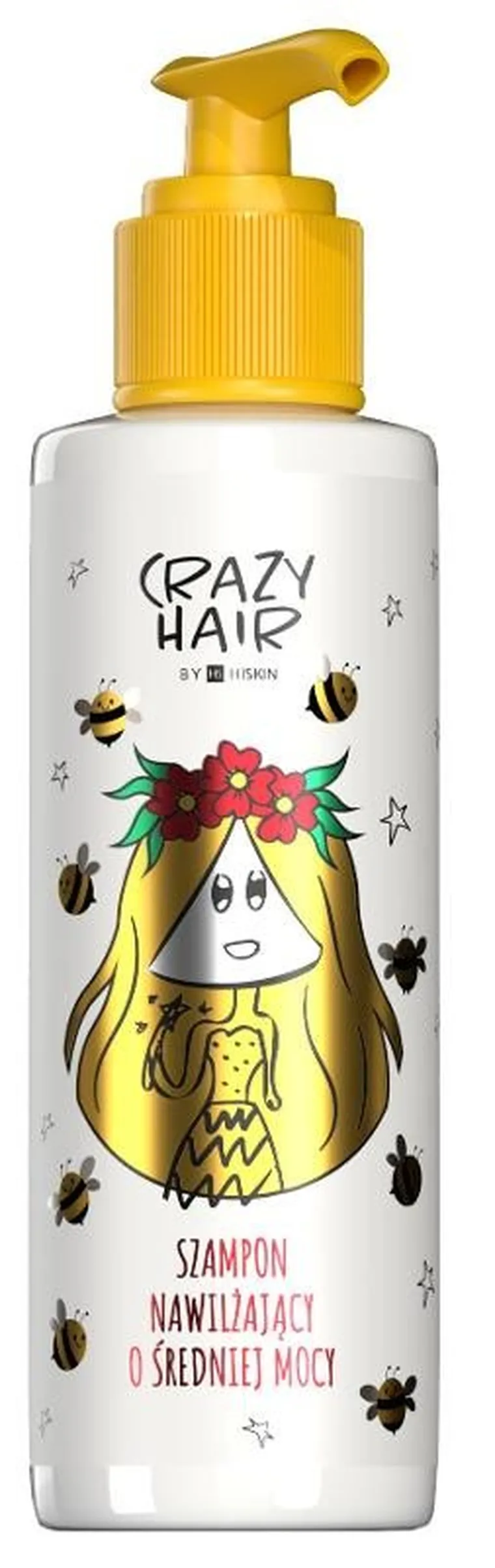 HiSkin, Crazy Hair, szampon do włosów nawilżający o średniej mocy, z miodem, 300 ml