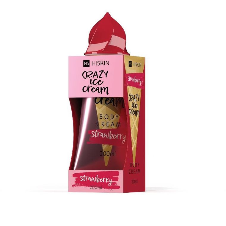 HiSkin, Crazy Ice Cream, krem do ciała, truskawka, 200 ml