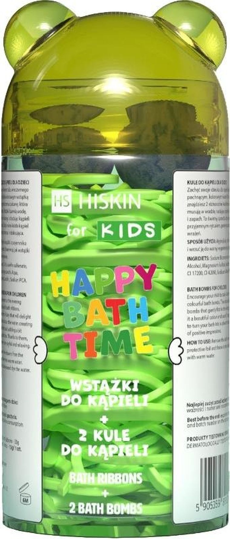 HiSkin For Kids, Happy bath time, wstążki do kąpieli + kule do kąpieli, miś, 2 szt.