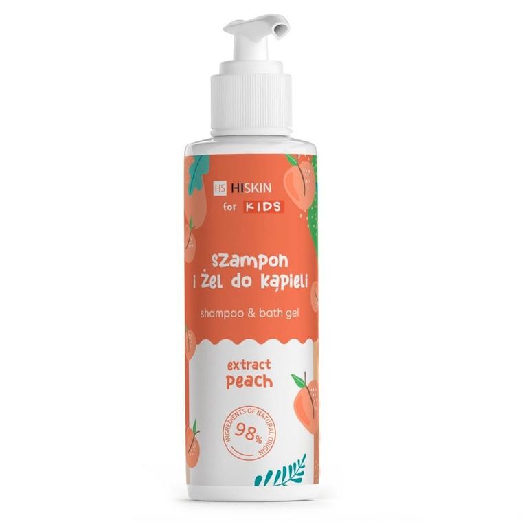 HiSkin, Kids, szampon i żel do kąpieli, Brzoskwinia, 280 ml