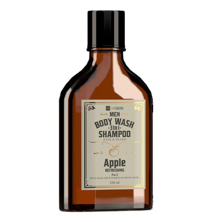 HiSkin, Men Whisky, żel do mycia ciała i szampon do włosów i brody 3w1, Apple, 330 ml