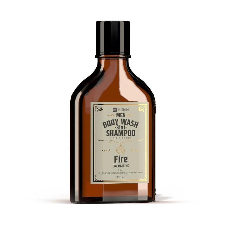 HiSkin, Men Whisky, żel do mycia ciała i szampon do włosów i brody 3w1, fire, 330 ml