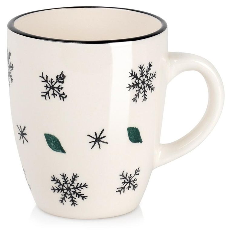 Hit, kubek ceramiczny, płatki śniegu, 350 ml