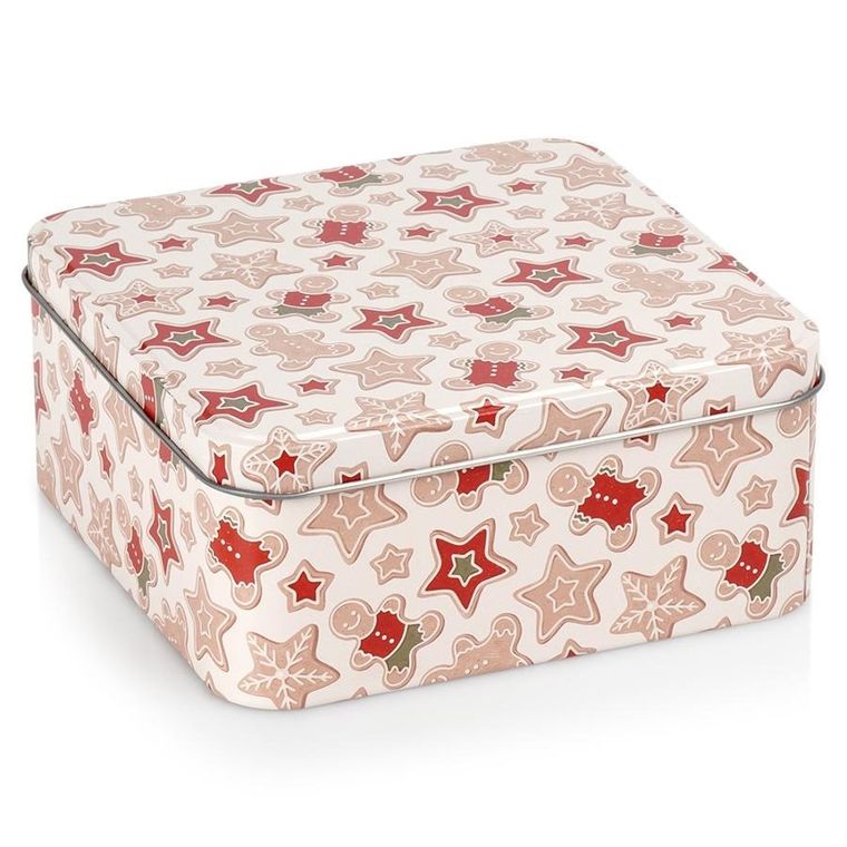 Hit, pojemnik na ciastka, metalowy, puszka świąteczna, 15-15-6,5 cm