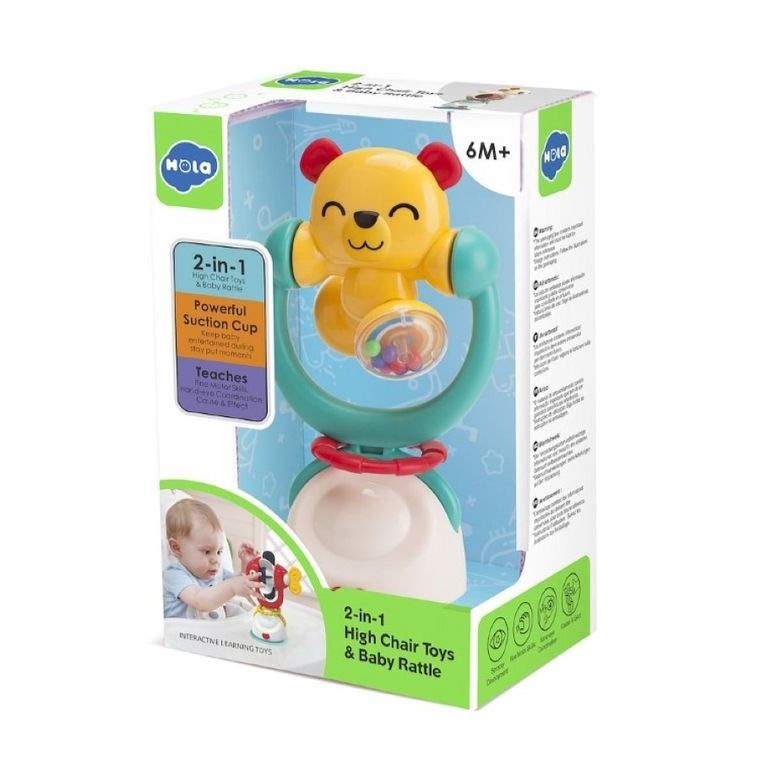 Hola, Miś, grzechotka z przyssawką, zabawka niemowlęca