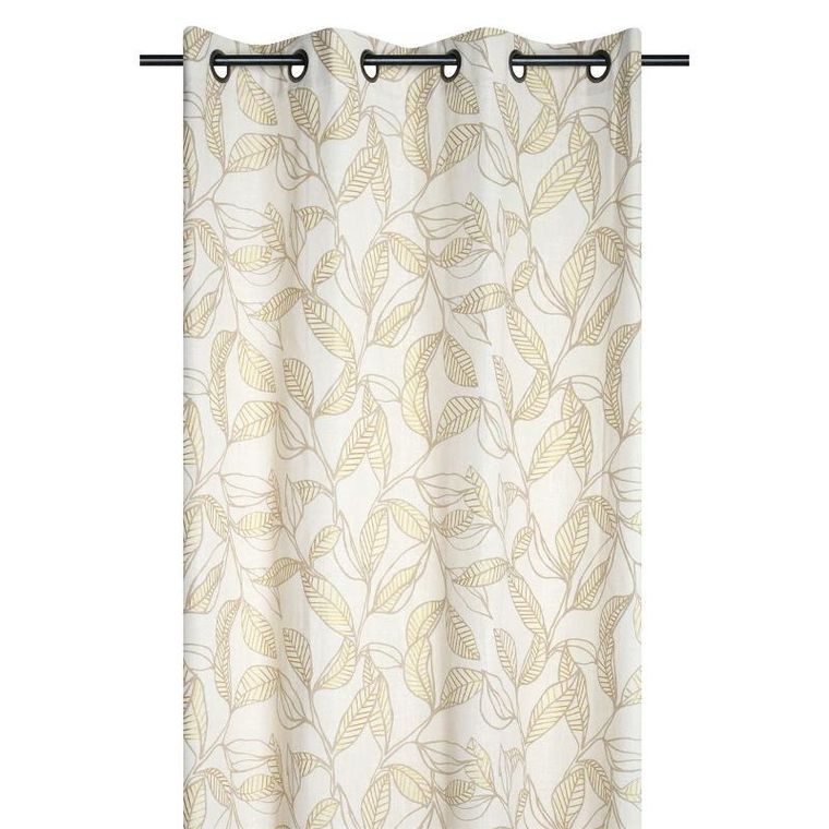 Home Styling Collection, Aner, zasłona z nadrukiem beżowych liści, 260-140 cm