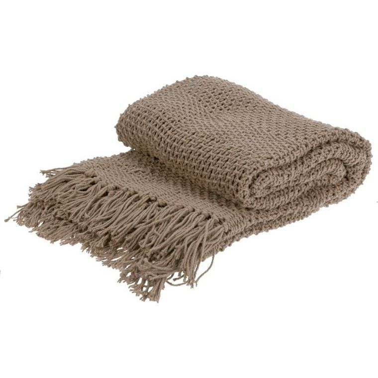 Home Styling Collection, bawełniana narzuta z frędzlami, 130-170 cm