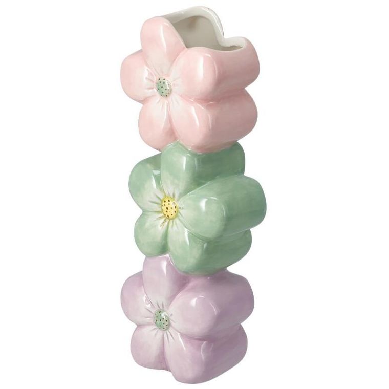 Home Styling Collection, Blomma, ceramiczny wazon dekoracyjny z motywem kwiatów, 23 cm