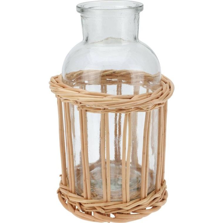 Home Styling Collection, butelka dekoracyjna w wiklinowym koszyku
