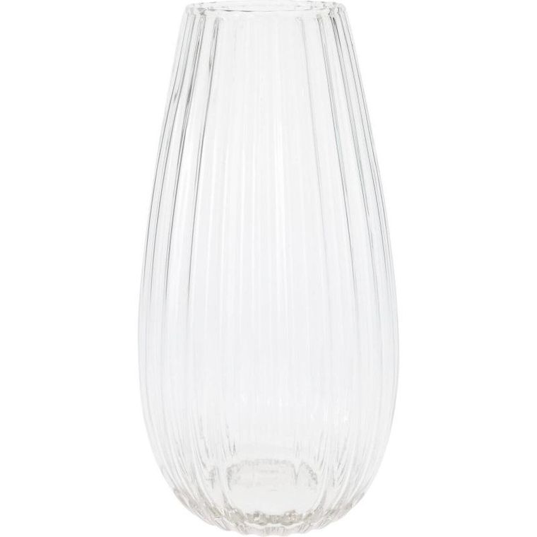 Home Styling Collection, Clear, wazon szklany, przezroczysty, ryflowane szkło, średnica 15-30 cm