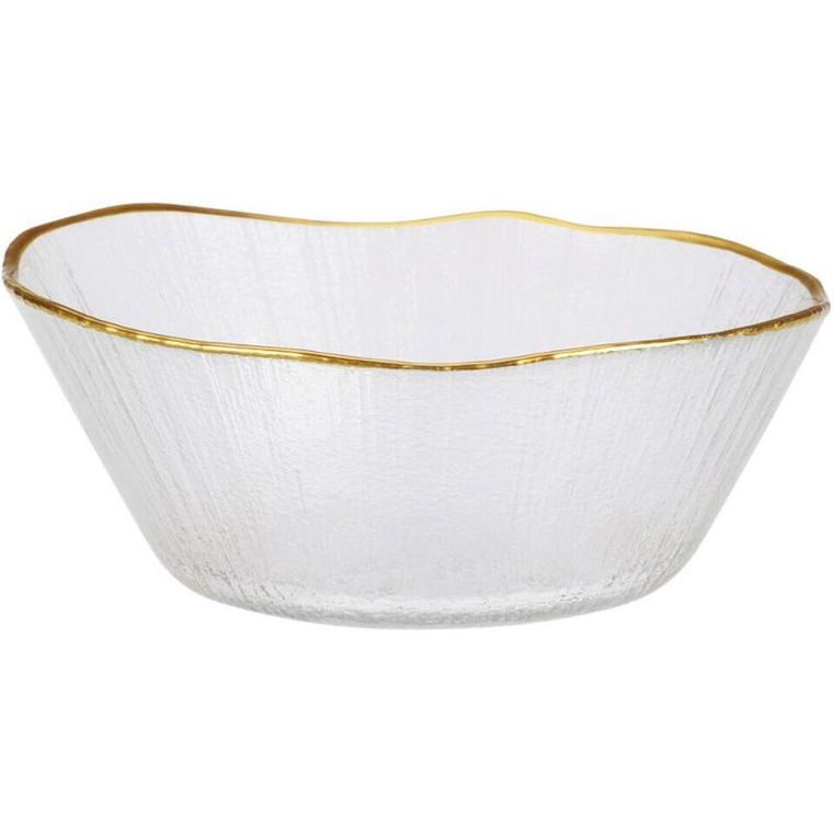 Home Styling Collection, Datura, szklana miska ze złotą obwódką, 15 cm