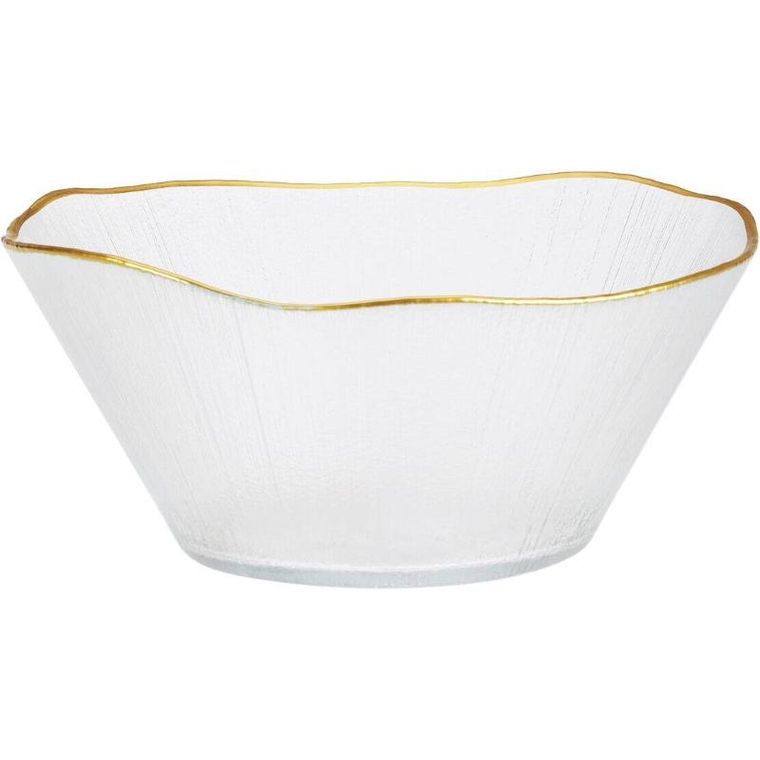 Home Styling Collection, Datura, szklana miska ze złotą obwódką 21 cm