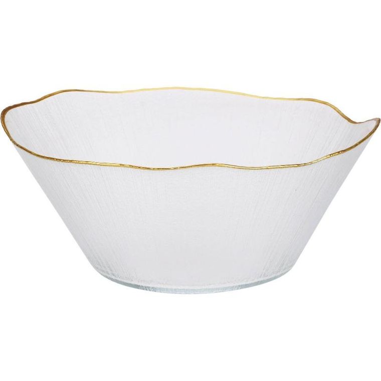 Home Styling Collection, Datura, szklana miska ze złotą obwódką 28 cm