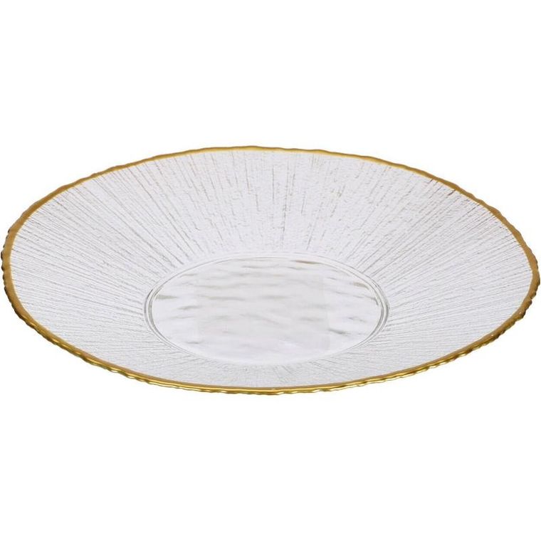 Home Styling Collection, Datura, szklany talerz deserowy ze złotą obwódką, 21 cm