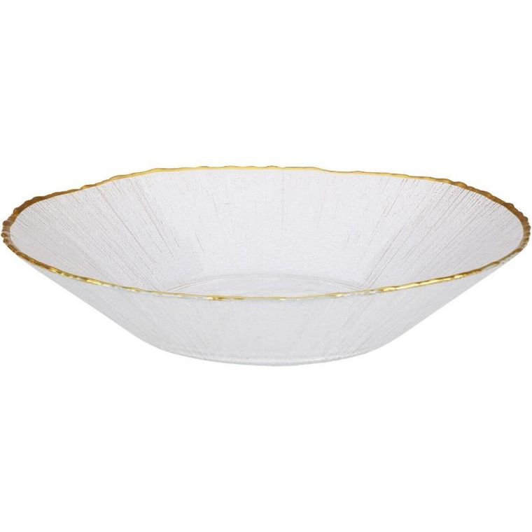 Home Styling Collection, Datura, szklany talerz głeboki ze złotą obwódką, 20 cm