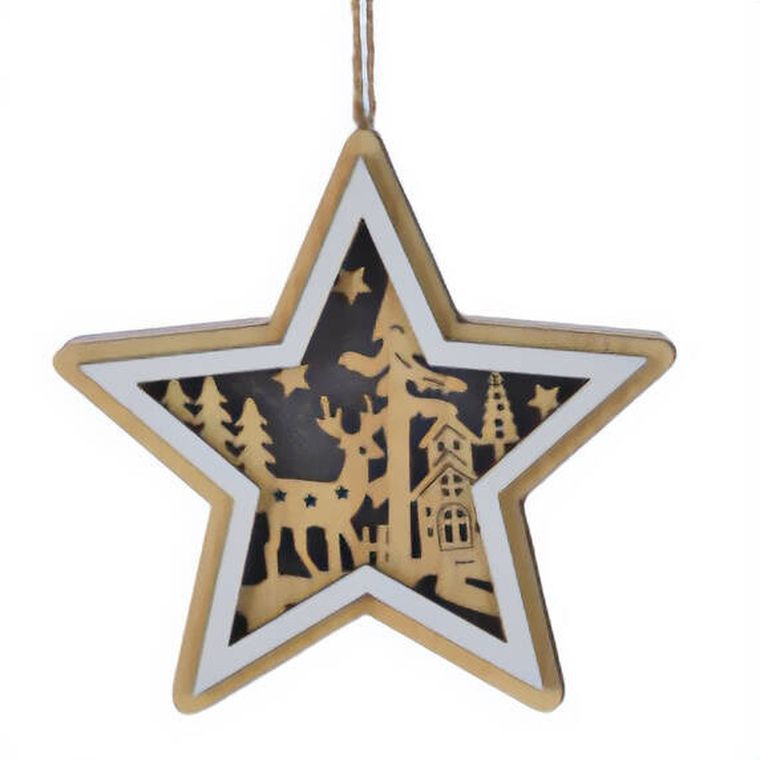 Home Styling Collection, drewniana dekoracja świąteczna do zawieszenia, 12 cm