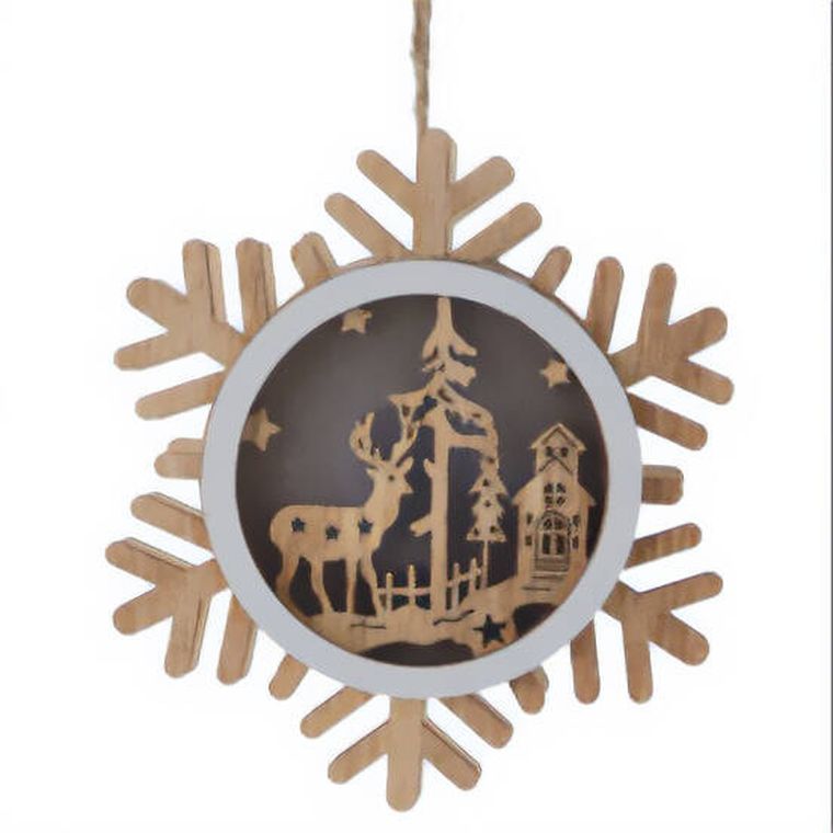 Home Styling Collection, drewniana dekoracja świąteczna do zawieszenia, 12 cm