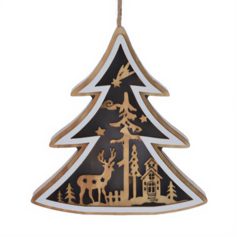 Home Styling Collection, drewniana dekoracja świąteczna do zawieszenia, 12 cm