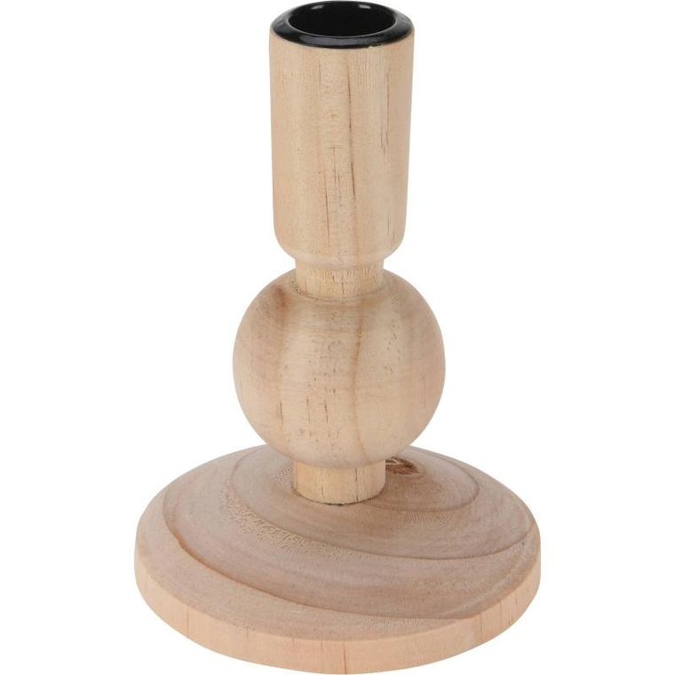 Home Styling Collection, drewniany świecznik, naturalny