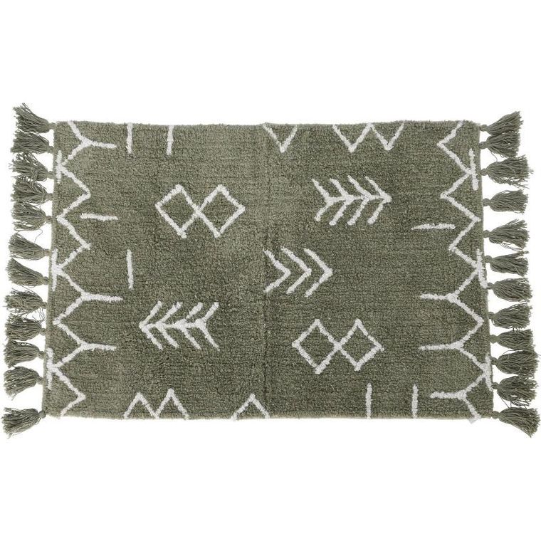 Home Styling Collection, Etno, dywan z frędzlami, zielony