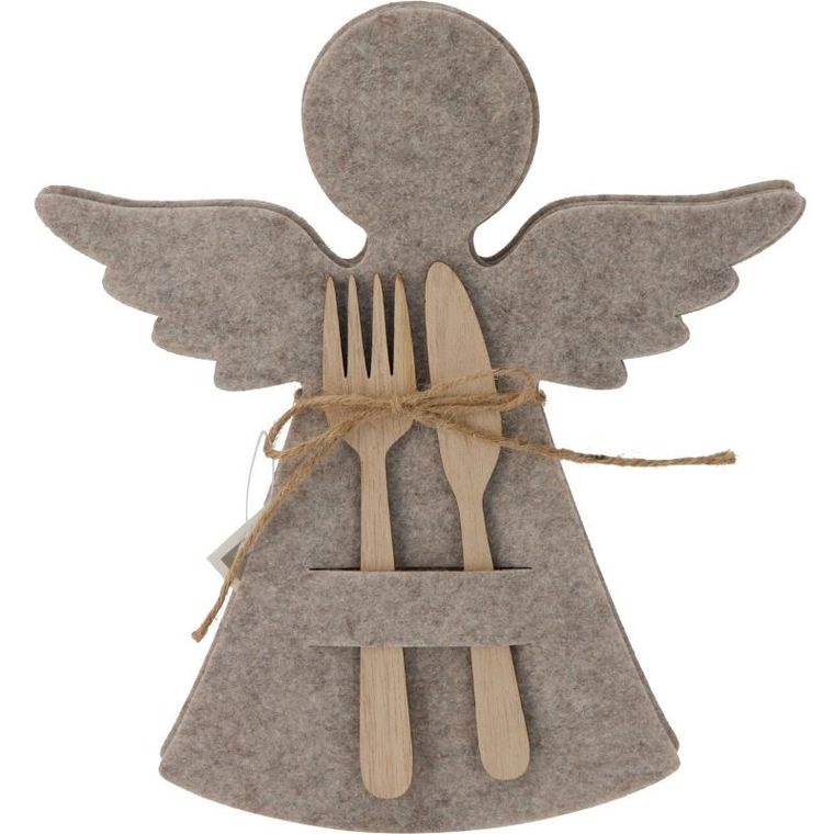Home Styling Collection, filcowa kieszonka na sztućce w kształcie aniołka, 22-20 cm
