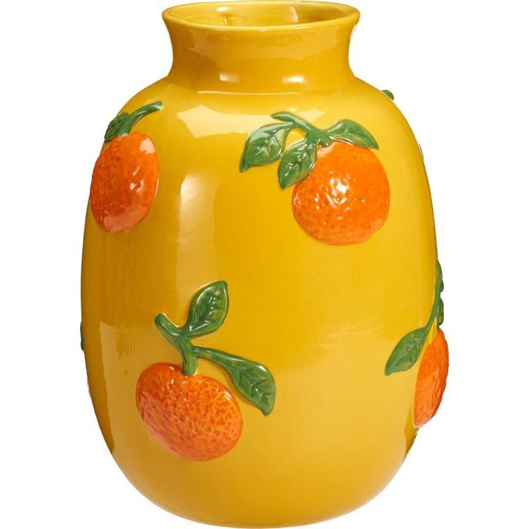 Home Styling Collection, Gort, wazon na kwiaty z pomarańczowym wzorem, żółty, 17-25 cm