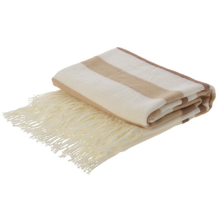 Home Styling Collection, koc z frędzlami, w paski, z akrylu, 130-160 cm