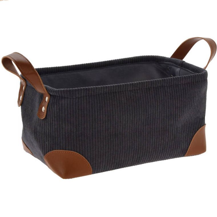 Home Styling, Collection, koszyk do przechowywania, sztruks z uchwytami, 30-20-15 cm