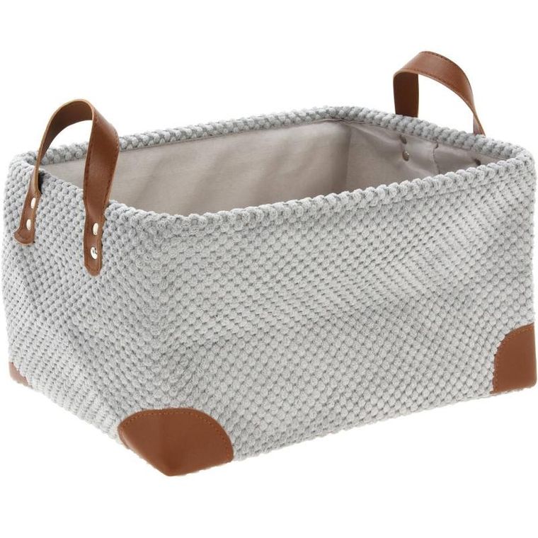 Home Styling, Collection, koszyk do przechowywania, sztruks z uchwytami, 36-26-19 cm